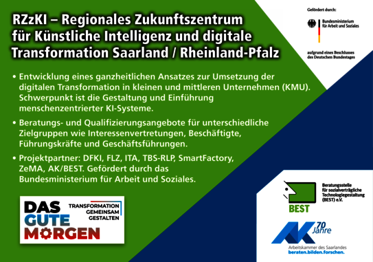 RZzKI – Regionales Zukunftszentrum  für Künstliche Intelligenz und digitale  Transformation Saarland / Rheinland-Pfalz - 