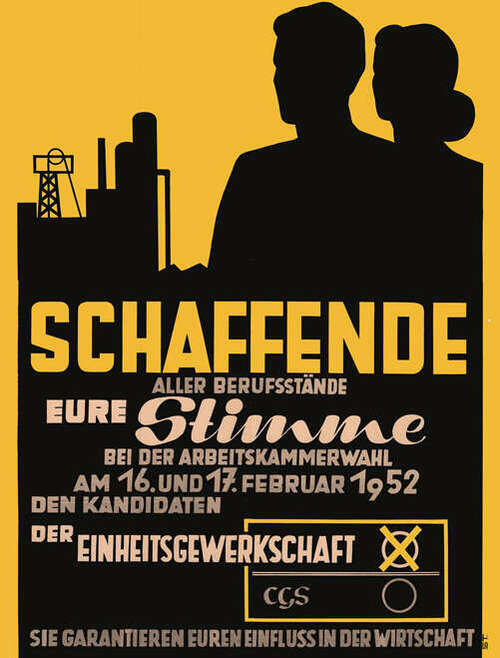 Plakat von 1952 zur Arbeitskammerwahl