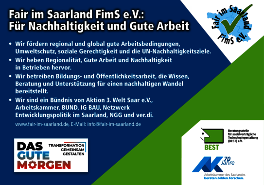 Fair im Saarland FimS e.V.:  Für Nachhaltigkeit und Gute Arbeit - 