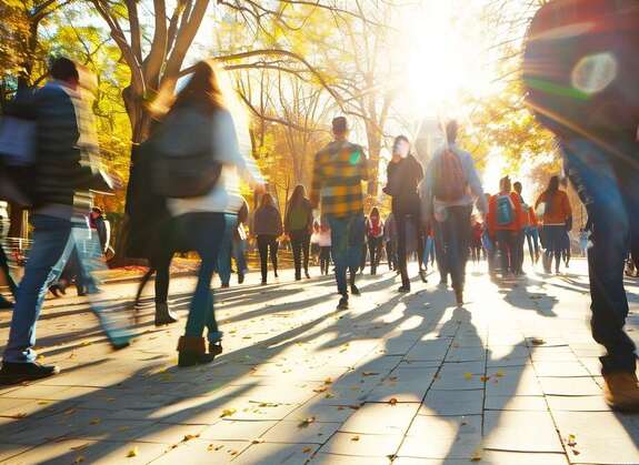 Junge Menschen auf dem Weg zur Uni