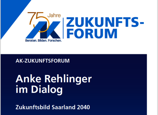Titelblatt der Einladung zum AK-Zukunftsforum mit dem Titel "Anke Rehlinger im Dialog"