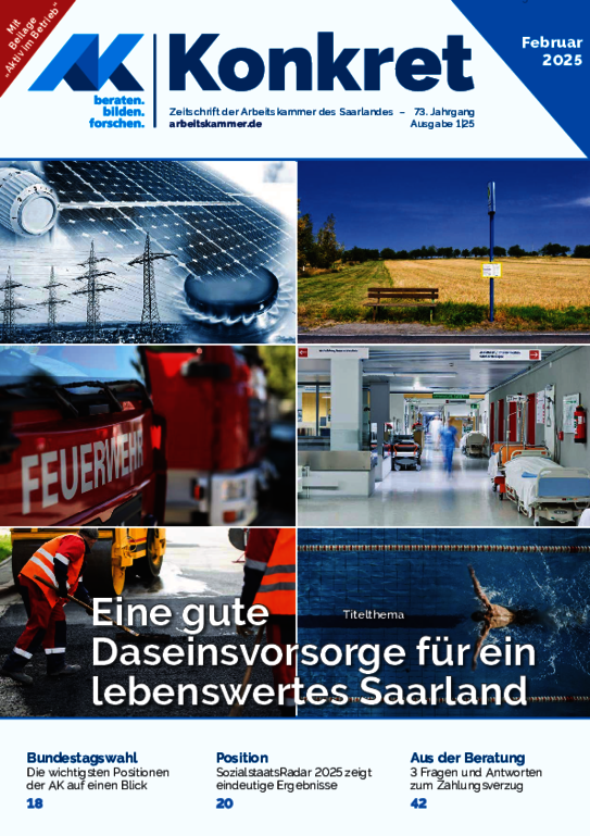 Eine gute Daseinsvorsorge für ein lebenswertes Saarland - Heft 1, Februar 2025