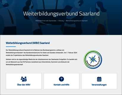 WBV-Website Screenshot der WBV-Seite innerhalb der Arbeitskammer-Website