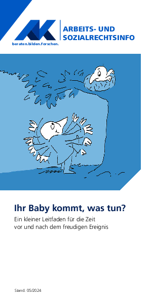 Baby kommt, was tun? Kleiner Leitfaden für die Zeit vor und nach dem Ereignis - Arbeits- und Sozialrechtsinfo, 05/2024
(barrierefreie PDF)