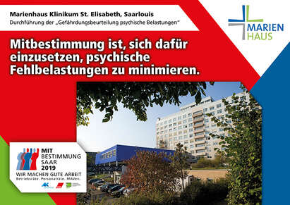 Ausstellerplakat Marienkrankenhaus St. Elisabeth Saarlouis: Durchführung der "Gefährdungsbeurteilung psychischer Belastungen"