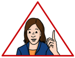 Wichtige Information Frau mit erhobenem Zeigefinger