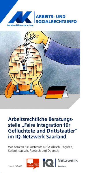 "Ihre Arbeitsrechte im Saarland" - Info-Broschüre "Ihre Arbeitsrechte im Saarland" 5/2022)