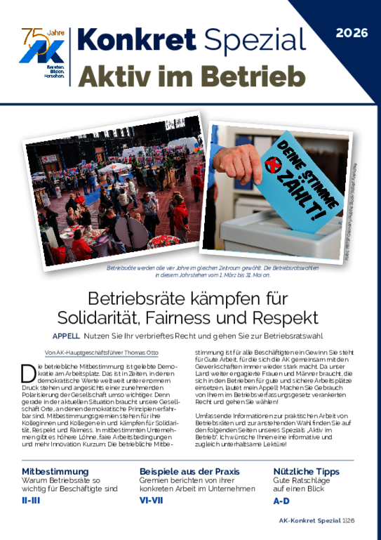 AK-Konkret Spezial "Aktiv im Betrieb" AK-Konkret Spezial "Aktiv im Betrieb" - Beilage AK-Konkret, Heft 1, Februar 2026