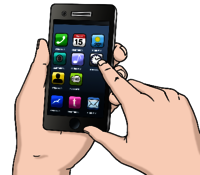 Handy mit verschiedenen Apps auf dem Display
