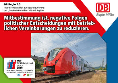 Ausstellerplakat der DB Regio "Interessenausgleich zur Restrukturierung des "Direkten Bereiches" der DB Region 