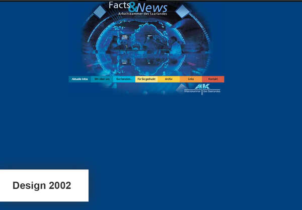 Design der Website im Jahr 2002