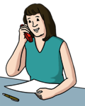 Frau am Telefon