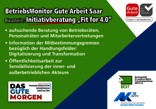 BetriebsMonitor Gute Arbeit Saar - Baustein: Initiativberatung "Fit for 4.0" - 