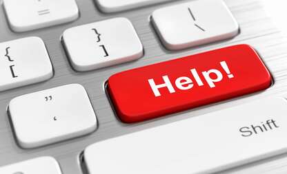 Tastatur mit Schriftzug "Help"