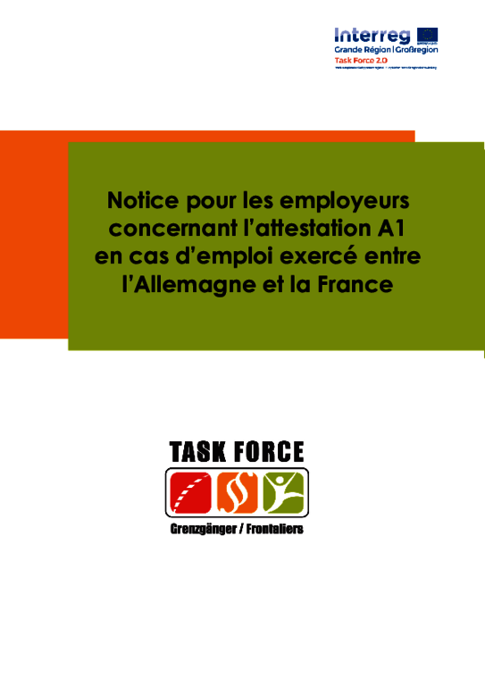 Notice pour les employeurs concernant l’attestation A1 en cas d’emploi exercé entre l’Allemagne et la France  - (09/2017)