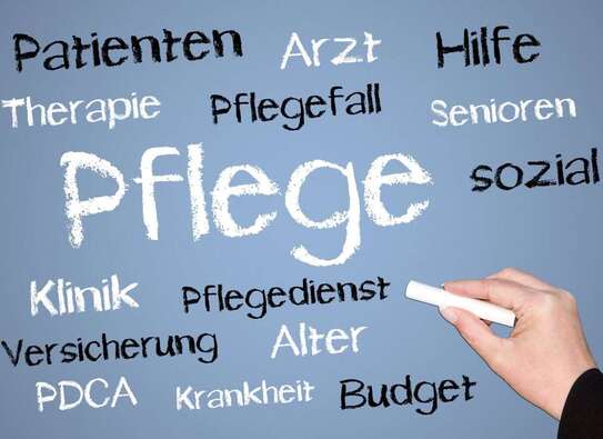 Pflegebegriffe, Hand mit Kreide