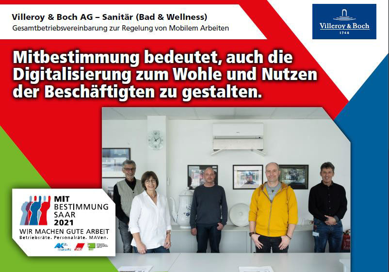 Ausstellungsplakat V&B Sanitär: Gesamtbetriebsvereinbarung zur Regelung von mobilem Arbeiten