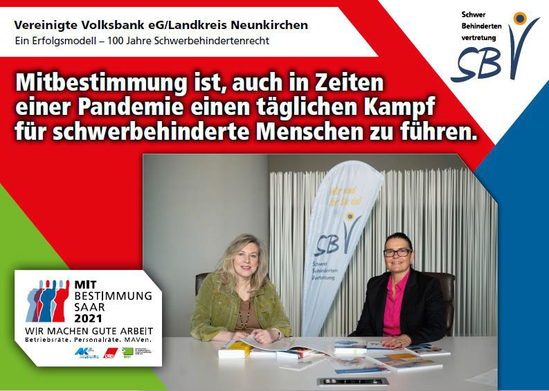 Ausstellerplakat Vereinigte Volksbank Neunkirchen: Ein Erfolgsmodell: 100 Jahre Schwerbehindertenrecht