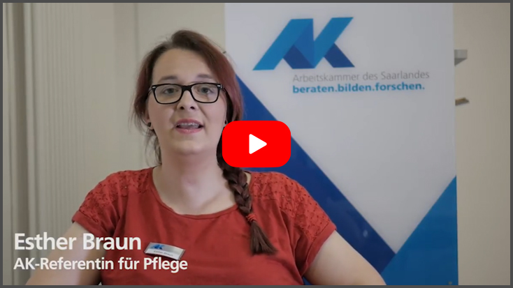 Vorschaubild für das Video "3 Fragen an AK-Referentin Esther Braun zum Bereich Pflege"