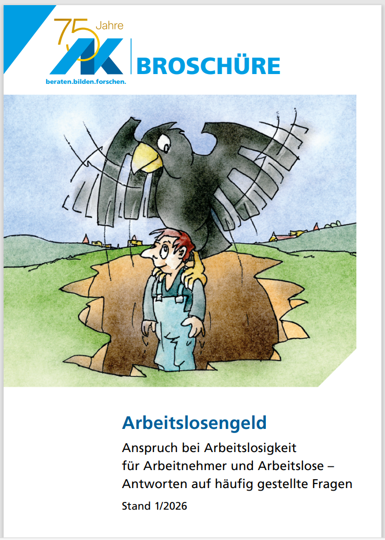 Zeichnung eines Arbeitnehmers, der in einem Loch zu versinken droht, aber vom Bundesadler festgehalten wird